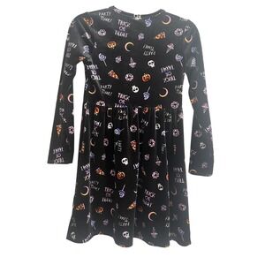 Art Class Halloween Dress Girls L 10-12 Black Velvet Long Sleeve Party Pumpkin